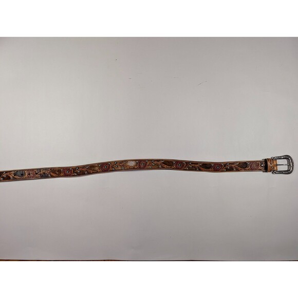 Ariat Calf Hair Underlay Red Flower Beaded Western Belt A1533008 41.5 in main image 5
